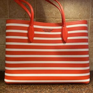Kate Spade Orange and White Striped Tote
